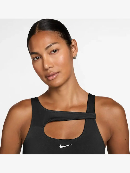 Dri-Fit One Γυναικείο Αθλητικό Μπουστάκι Μαύρο με Επένδυση & Ελαφριά Ενίσχυση