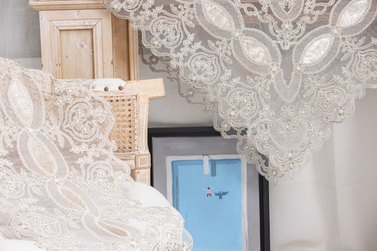 Liolios Home Покривка за Маса с Бродерия Lt Кафяв 150x220см Liolios Home Покривка за Маса с Бродерия Lt Кафяв 150x220см