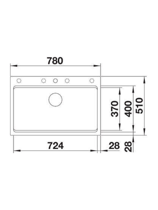 Blanco Eingebauter Inox Küchenspüle mit Wasserhahn M51xP78cm Schwarze