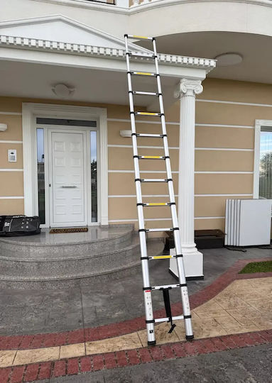 Τηλεσκοπική Σκάλα Αλουμινίου Μονή 12 Σκαλιών Μέγιστου Ύψους 3.8m