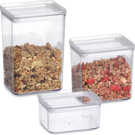 Zeller Set 3 Bucăți Vaze Cereale / Pentru Paste Cu Capac Plastic Transparent 500ml 3 Bucăți