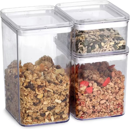 Zeller Set 3 Bucăți Vaze Cereale / Pentru Paste Cu Capac Plastic Transparent 500ml 3 Bucăți
