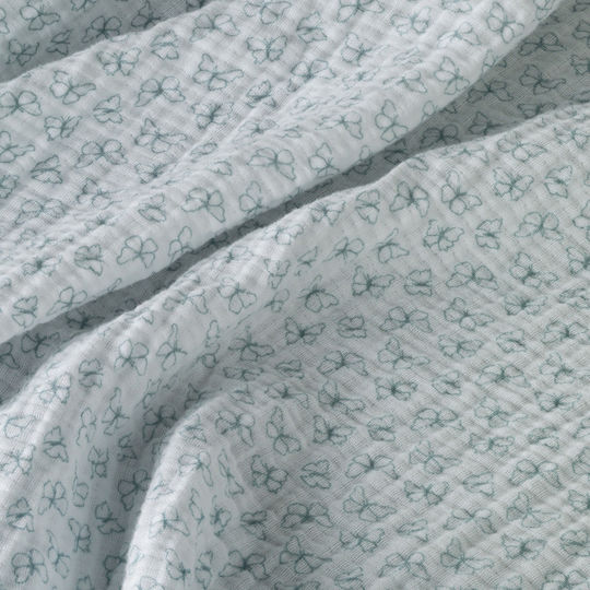 Kentia Evanthia Muslin Single Blanket 160x240cm White-Mint