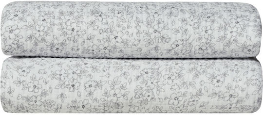 Kentia Evanthia Κουβέρτα Μουσελίνα King Size 260x240εκ. Γκρι-Λευκό