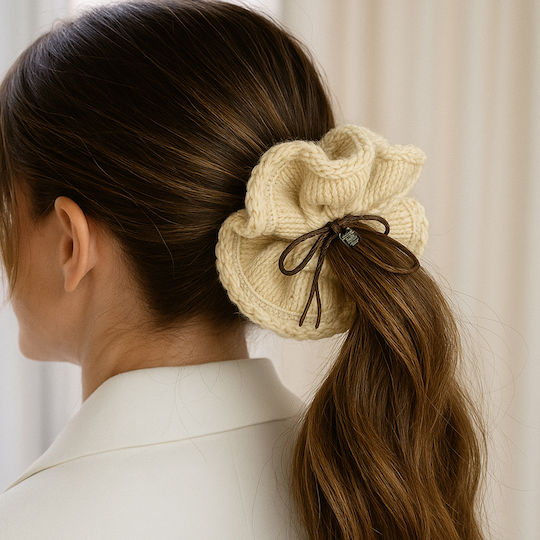 Avizar Classic Scrunchie Hair In Soft Mesh Minimalist Beige Beige
