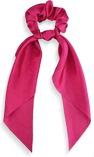 Avizar Scrunchie Long Scarf Satin Hair Double Knot Flying Fuchsia Fuschia