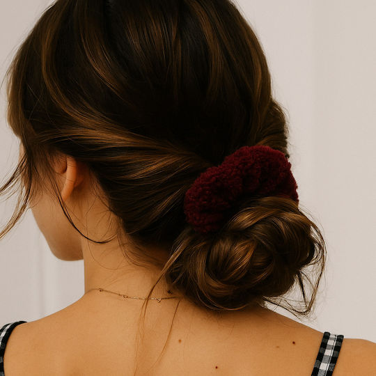 Avizar Scrunchy Samt Haar in Chenille Süßes Gemütliches Schick Bordeaux Rote