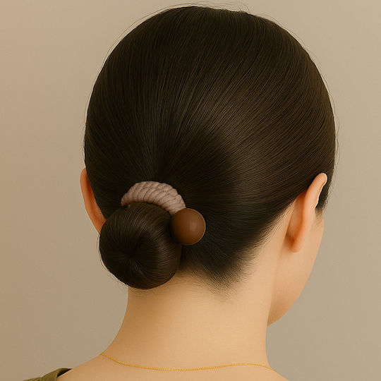 Avizar Classic Scrunchies Duo Mesh Hair Brown Minimalist Pearl Brown