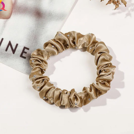 Avizar Classic Scrunchie Hair In Satin Pleated Diamant Chic Café Brown