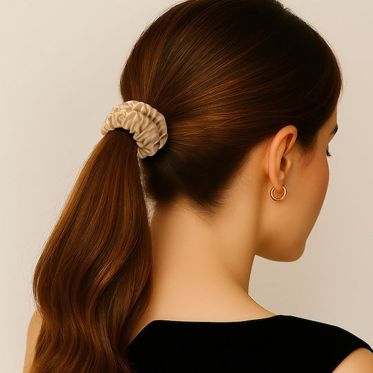 Avizar Classic Scrunchie Hair In Satin Pleated Diamant Chic Café Brown