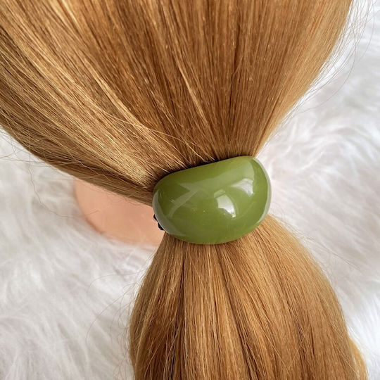 Avizar Elastische Casual Haargummis Perlen Effekt Holz Grüne Olive Grüne
