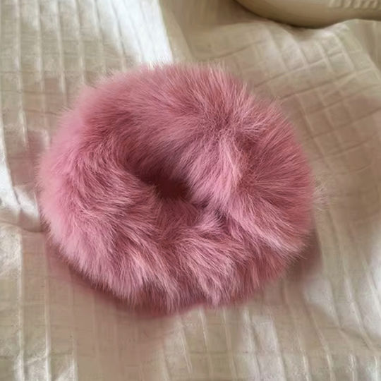 Avizar Classic Scrunchie Blană Artificială Pufos Roz Dulce Roz