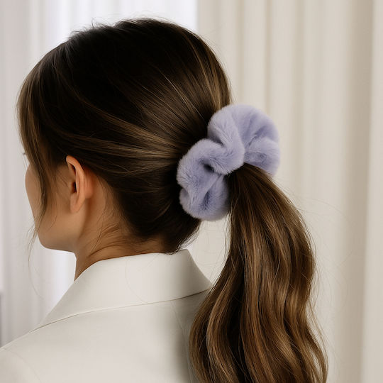 Avizar Lint Scrunchie Hair In Minky Fluffy Delicate Lavender Purple