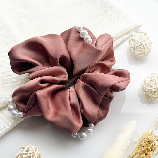 Avizar Classic Scrunchie Hair In Pearl Satin Glamor Pink Pink