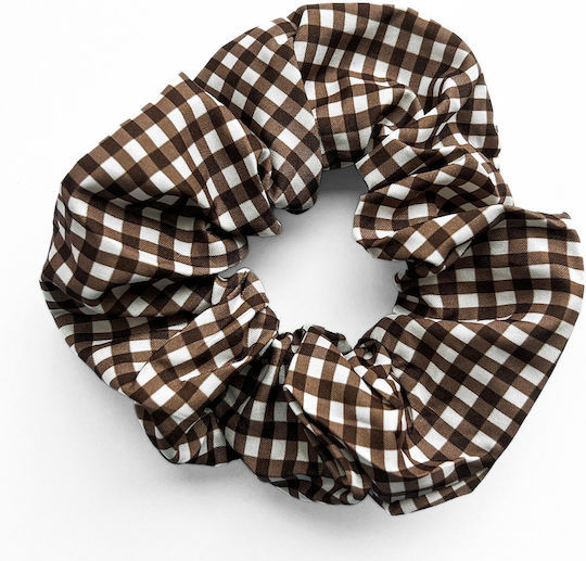 Avizar Classic Scrunchie Vichy Vintage Brown Cotton Hair Dark Brown