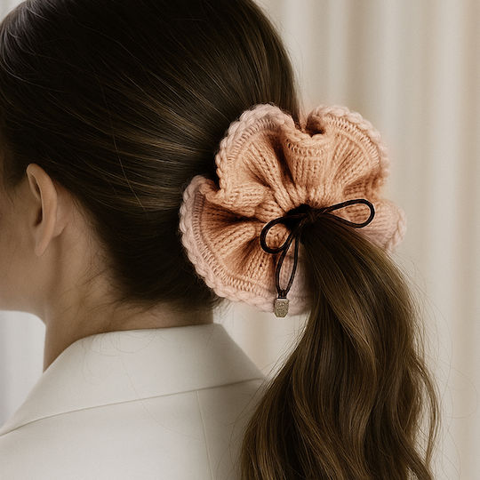 Avizar Classic Scrunchie Pink Minimalist Soft Mesh Hair Pink