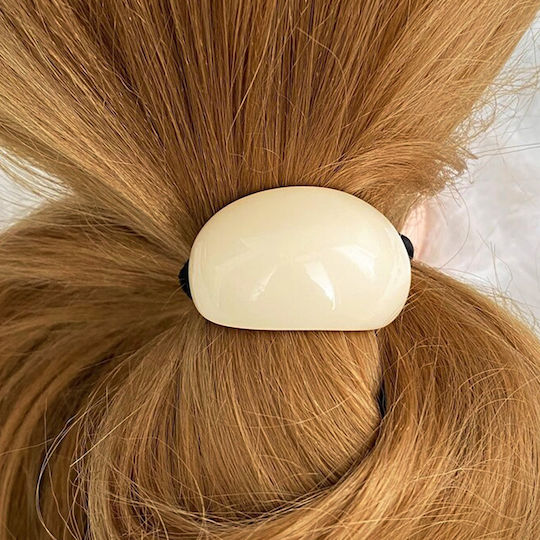 Avizar Casual Elastic Hair Bead Effect Wood White White