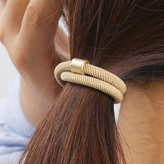 Avizar Elastische Haarbänder Samt Beige