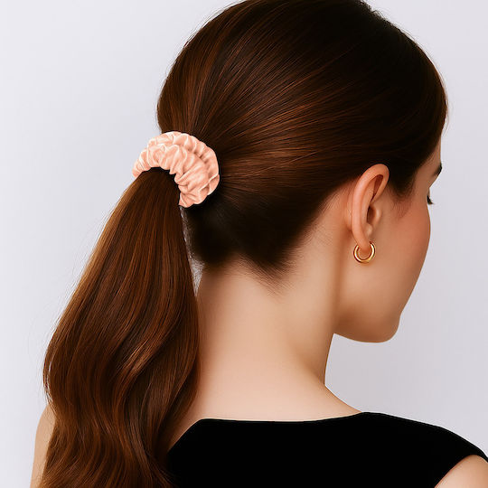 Avizar Classic Scrunchie Hair In Satin Pleated Diamant Chic Pink Pink