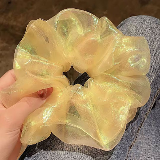 Avizar Glossy Scrunchie Hair In Vaporous Fabric Yellow Korean Style Yellow