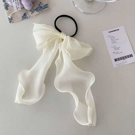 Avizar Casual Elastic Long Knot Hair Translucent Sophisticated White White