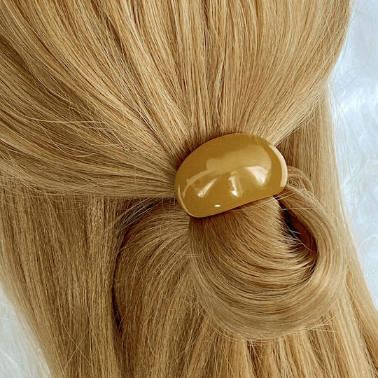 Avizar Casual Elastic Hair Pearl Effect Yellow Wood Yellow