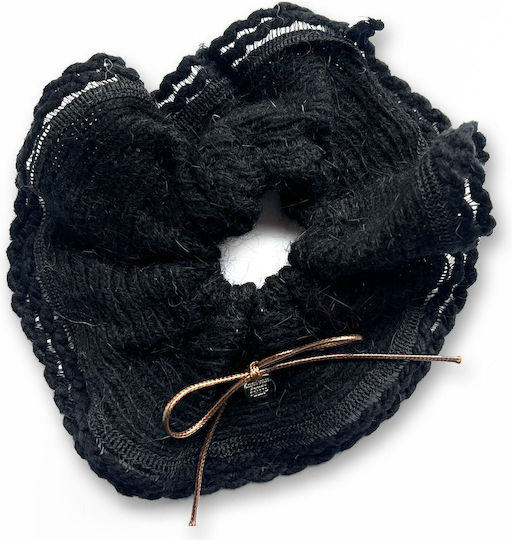 Avizar Scrunchie Clasic Pentru Păr Din Plasă Moale Minimalist Negru Negru