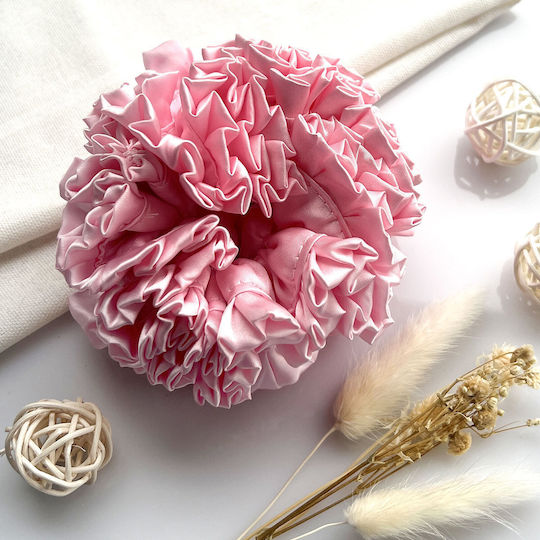 Avizar Scrunchie Maxi Pentru Păr Din Satin Neted Casual Roz Pudrat Roz