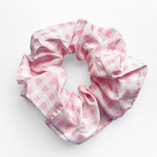 Avizar Classic Scrunchie Vichy Cotton Hair Vintage Light Pink Pink
