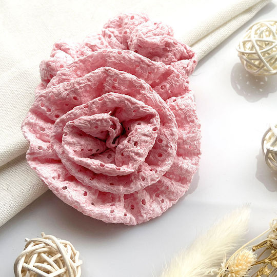 Avizar 3d Pink Scrunchie Vintage Pink Embroidered Open Tulle Hair Pink