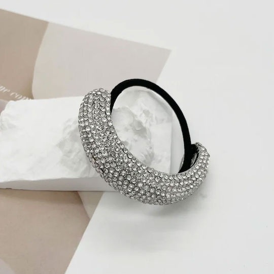 Avizar Elastic Trend Pentru Păr Argintiu Rafinat Geometric Cu Pietre Gri