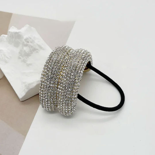 Avizar Elastische Haargummis Gold Veredelt Geometrisch Rhinestone Gold