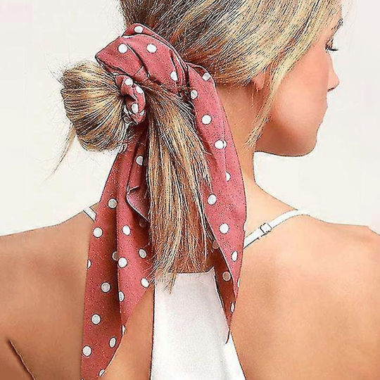 Avizar Ластик За Коса Scrunchie С Дълъг Шал В Ежедневен Розов На Точки Розов