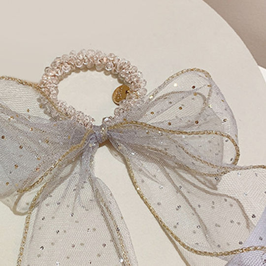 Avizar Scrunchie Chic Hair In Pearls Imperial Knot Refined White White