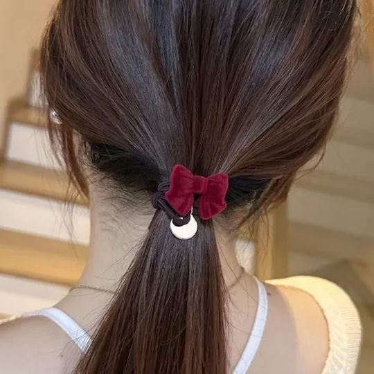 Avizar Casual Elastic Hair Medallion Node In Velvet Bordeaux Burgundy