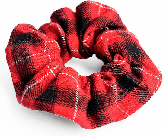 Avizar Classic Scrunchie Hair In Flannel Checked Minimalist Red Red Black