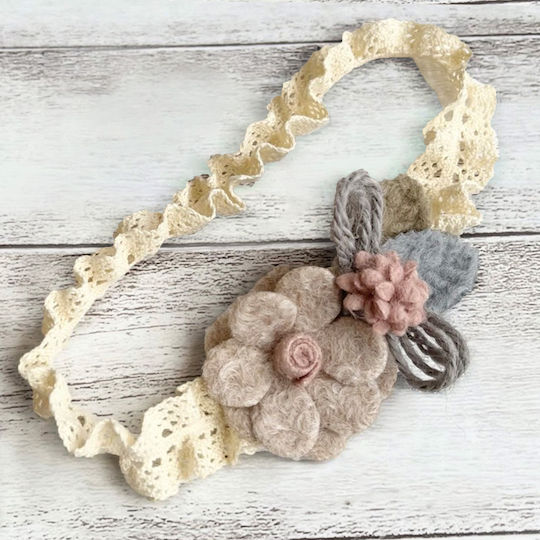 Avizar Prinzessinnen Stirnband Spitze Blumen Haar Coquette Grau