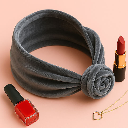Avizar Turban Stil Banner Bentită Casual Pentru Păr Din Catifea Solidă Modernă Gri