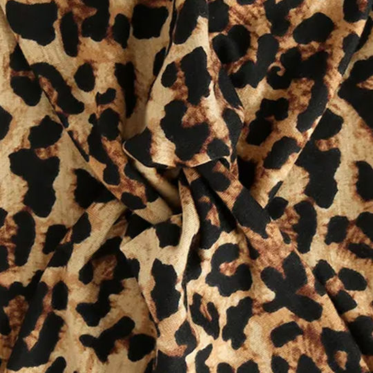 Avizar Bentiță Înnodată Pentru Păr Din Bumbac Moale Cu Imprimeu Leopard Maro Chic Maro