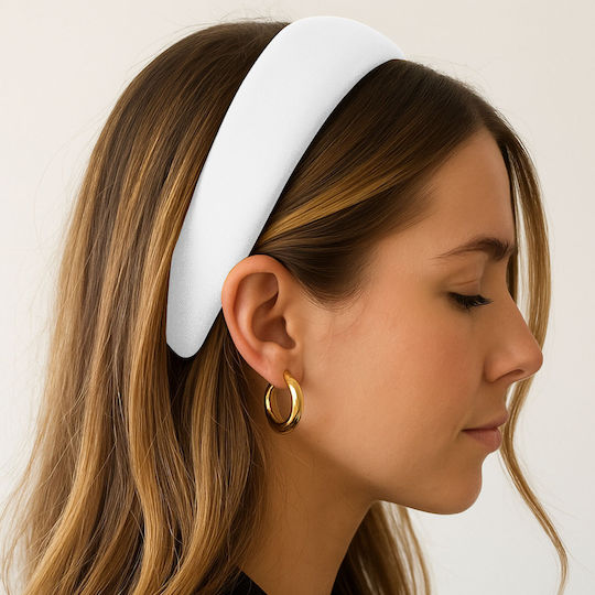Avizar Large Headband Hair In Satin Cushioned Glamor White White