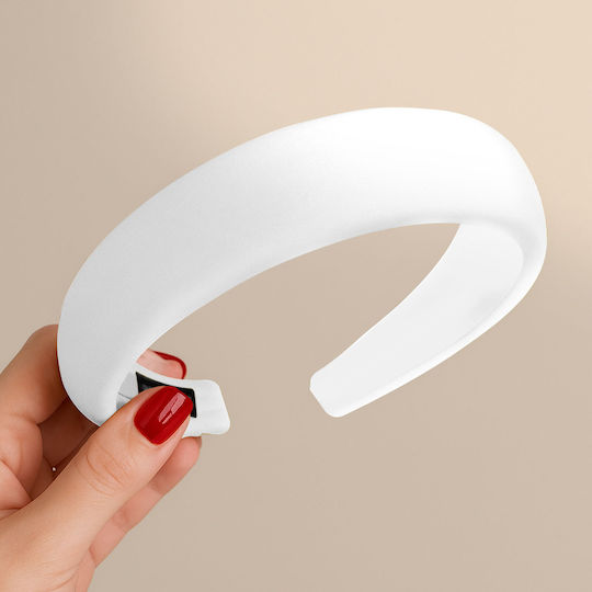 Avizar Large Headband Hair In Satin Cushioned Glamor White White