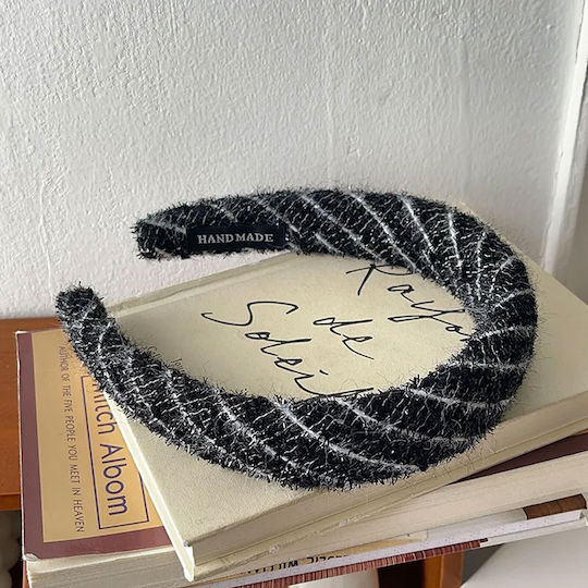 Avizar Large Headband Hair In Tweed Stras Retro Chic Black Black