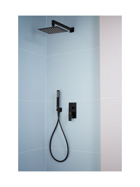 KFA Built-in Mixer Phone & Shower Head Set for Shower Black