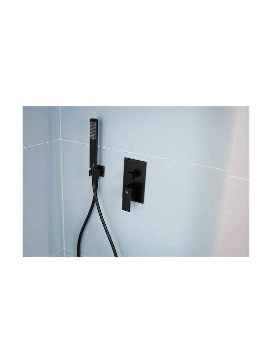 KFA Built-in Mixer Phone & Shower Head Set for Shower Black