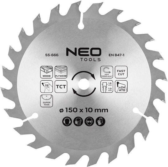 Neo Tools Schleifscheibe Holz mit 24 Klingen 150mm
