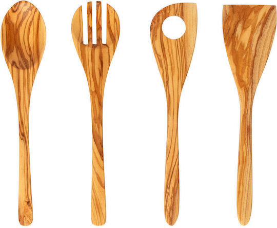 Handmade Cooking Utensil Set 4 Pieces Made of Natural Wood 30cm