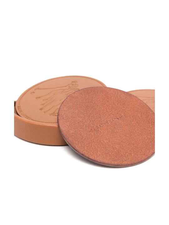 Ralph Lauren Artificial Leather Brown Coaster 4 Pieces