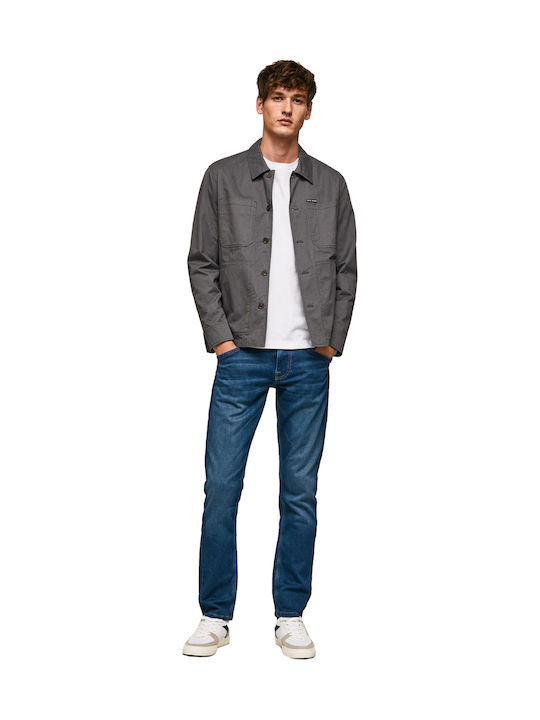 Men's Regular Fit Elastic Straight Blue Jeans Pants