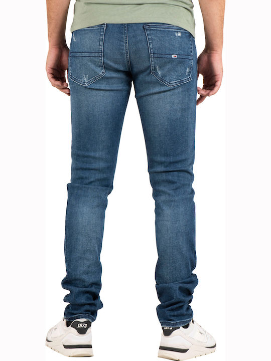 Austin Men's Elastic Jeans Pants With Slim Tapered Fit Blue