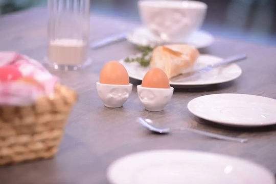 Eierbecher aus Porzellan Weiß 2 Stück